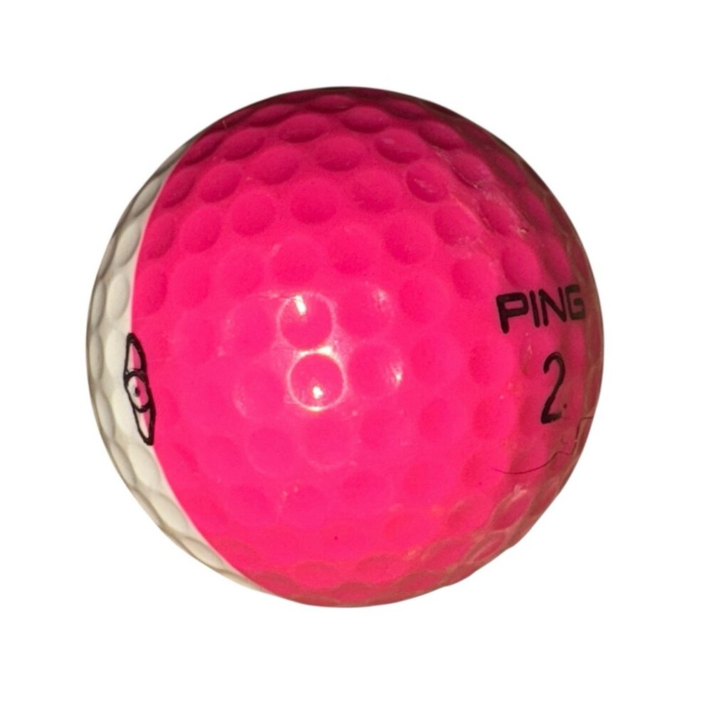 Vintage #2 Ping Eye 2 Karsten Two Tone Pink & White  Golf Ball P-2 RARE